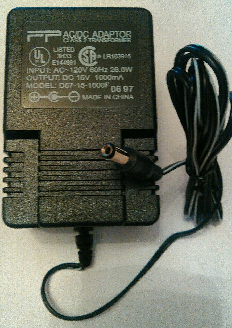 *Brand NEW*FP D57-15-1000F Class 2 Transformer 15V 1000mA Ac Adapter